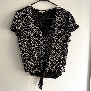 Black and white heart button up